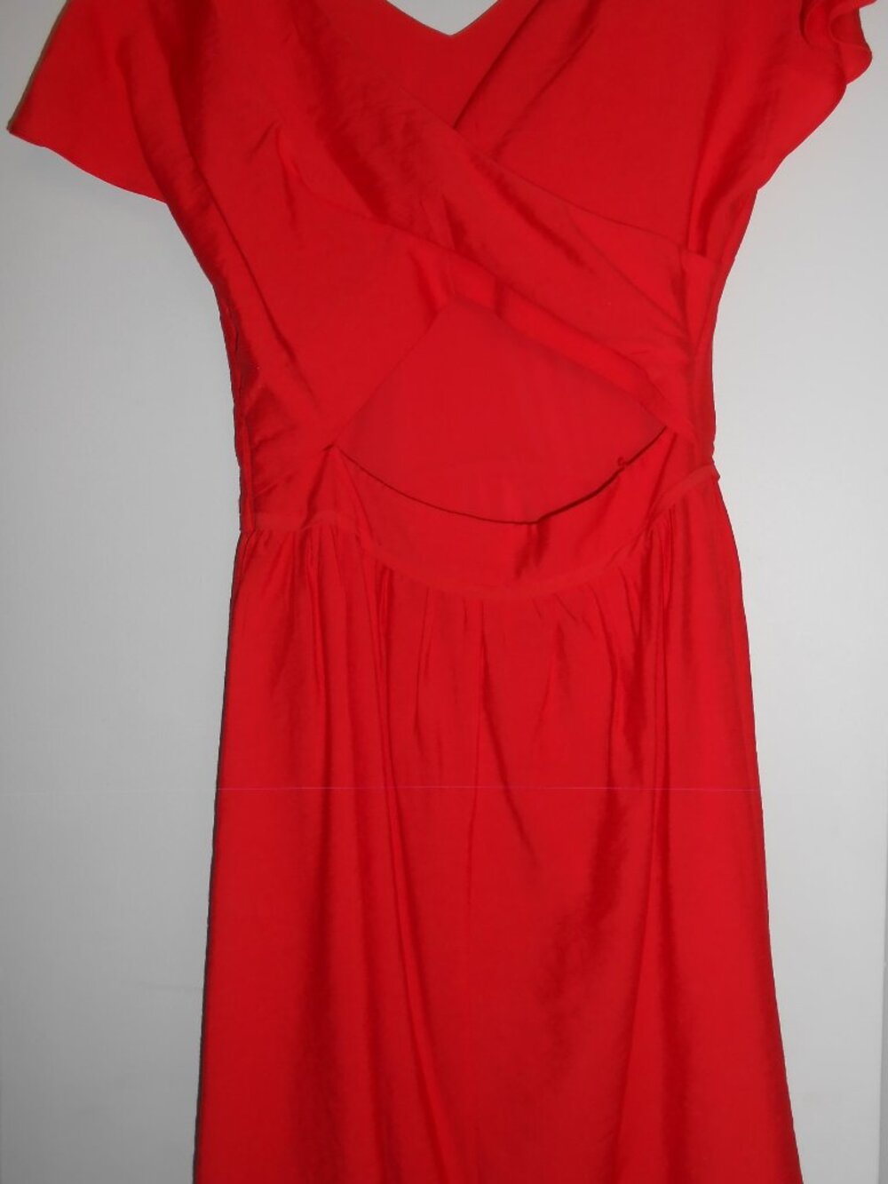 Armani Exchange, mini red/orange dress, size 6 solid V neck nice back design - Picture 5 of 7